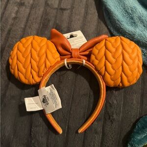 Disney Parks Loungefly Pumpkin Spice Minnie Ears Headband NWT